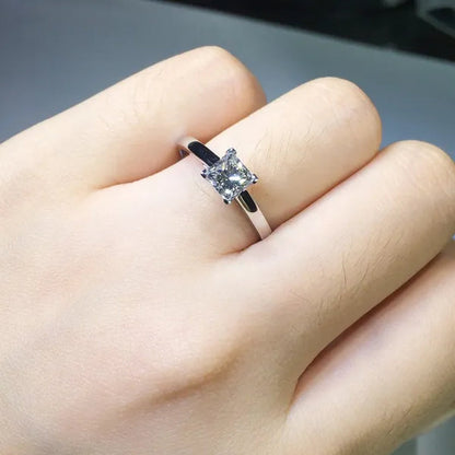 Women Fashion Elegant 925 Sterling Silver Big Cube Diamond Gemstone Rings Wedding Engagement Party Ring Jewelry