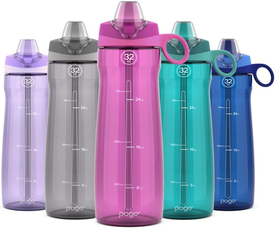 Plastic Water Bottle with Straw Lid and Carry Handle, Reusable, BPA Free, Dishwasher Safe, Perfect for Travel, School, Outdoors, and Gym | 32Oz, 40Oz - WORLD TIME VISITS