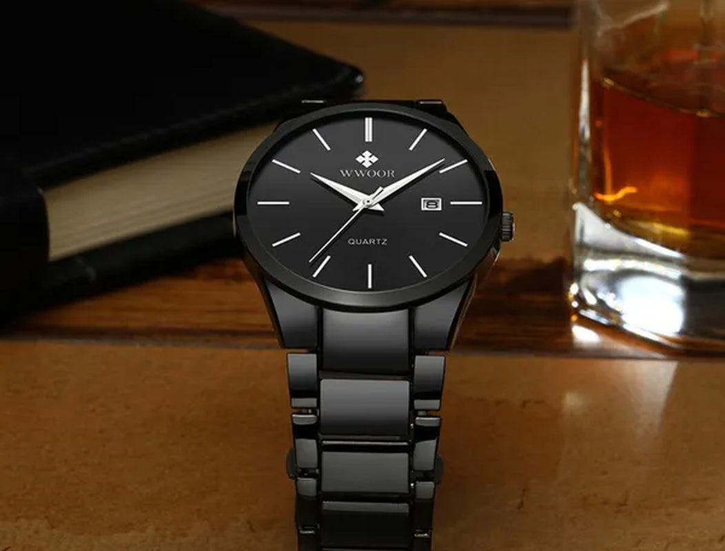 relojes hombre 2020 WWOOR Gold Watch Men Luxury Mens Quartz Wristwatch Business Watch Stainless Steel Waterproof Auto Date Clock with gift box
