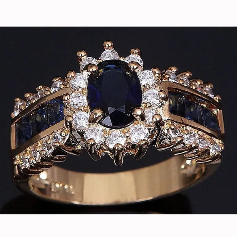 Jewelry Women Men's Blue Crystal Cubic Zirconia Engagement Wedding Rings Sz 7 8 9 10 11