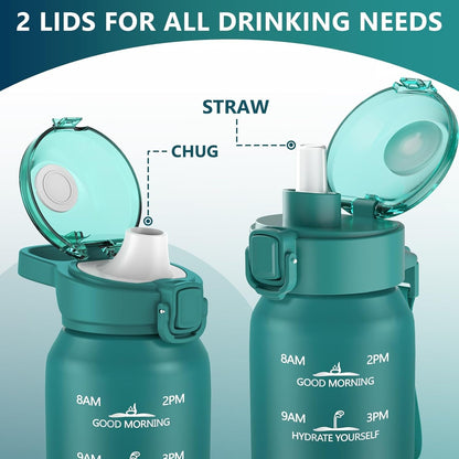 Insulated Water Bottle 32Oz with 2Lids,18/10 Stainless Steel 1000Ml Insulated Water Bottle Double Walled with Handle, Metal Canteen Keep Cold 48H Hot 24H for Men, Women & Kids