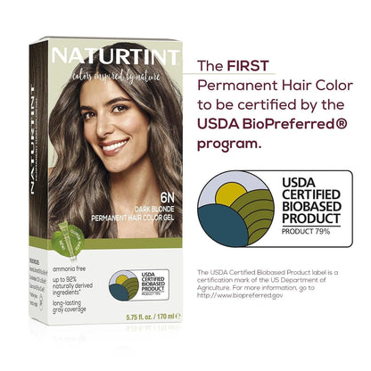 6N Dark Blonde Permanent Hair Color (Pack of 1), Ammonia Free, Vegan, Cruelty Free, up to 100% Gray Coverage, Long Lasting Results (Packaging May Vary)