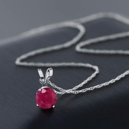14K Yellow Gold 5MM round Gemstone Birthstone Pendant Necklace | Gold Necklace for Women | with 18 Inch Gold Chain
