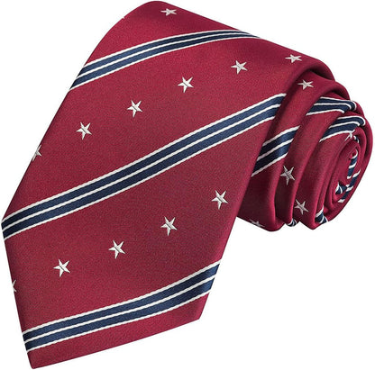 Mens Silk Tie Set Patriotic Ties the USA Necktie + Pocket Square