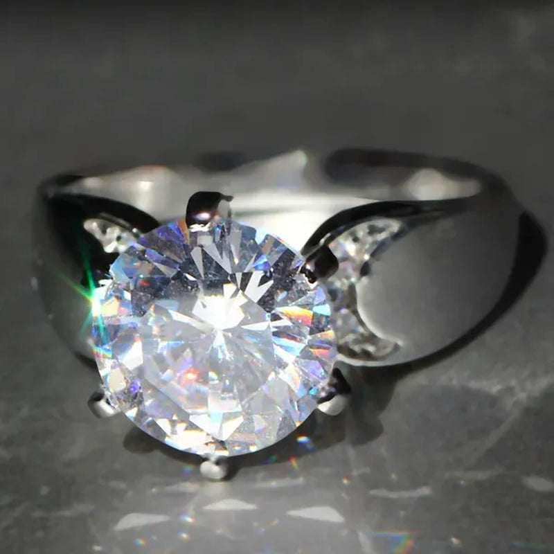 Luxury  Silver Natural Gemstones White Sapphire Birthstone Bride Wedding Engagement Multilayer Crown Ring Size 6 7 8 9 10