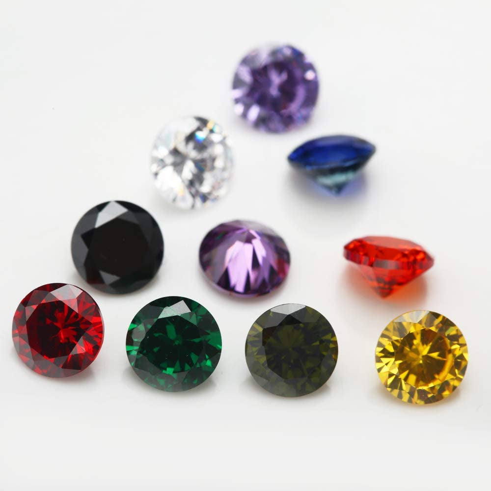 Size 1Mm-10Mm round Cut Cubic Zirconia Stone Loose CZ Stones Mixed 15 Colors Synthetic Gemstone