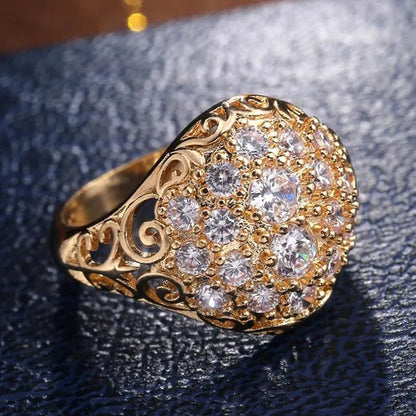 Retro Fashion Micro Pave Cubic Zirconia Gold Rings for Women Daily Casual Accessories Vintage Jewelry