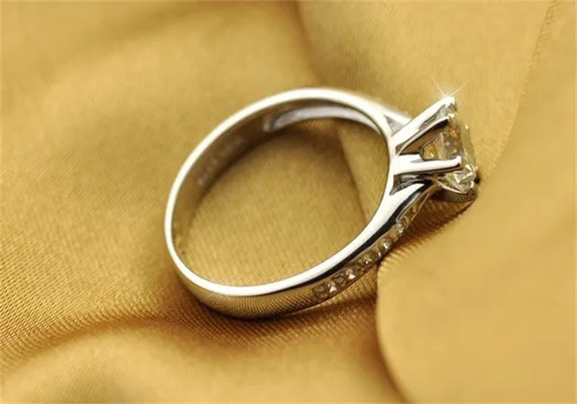 2016 Brand Female Fashion Ring 1Ct Cz Diamond Ring 925 Sterling Silver Ring Engagement Wedding Band Ring for Women Finger Ring RW1219