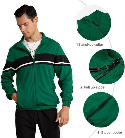 Men'S Sweat Suit 2 Piece Outfit Casual Contrast Sports Jogging Tracksuits Set