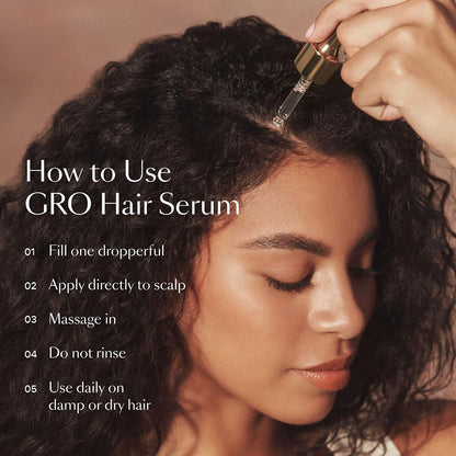 GRO Hair Serum for Hair Thinning & Shedding, Thicker Fuller Looking Hair in as Soon as 90 Days, Non Oily, Bergamot Scent, Vegan & Cruelty Free