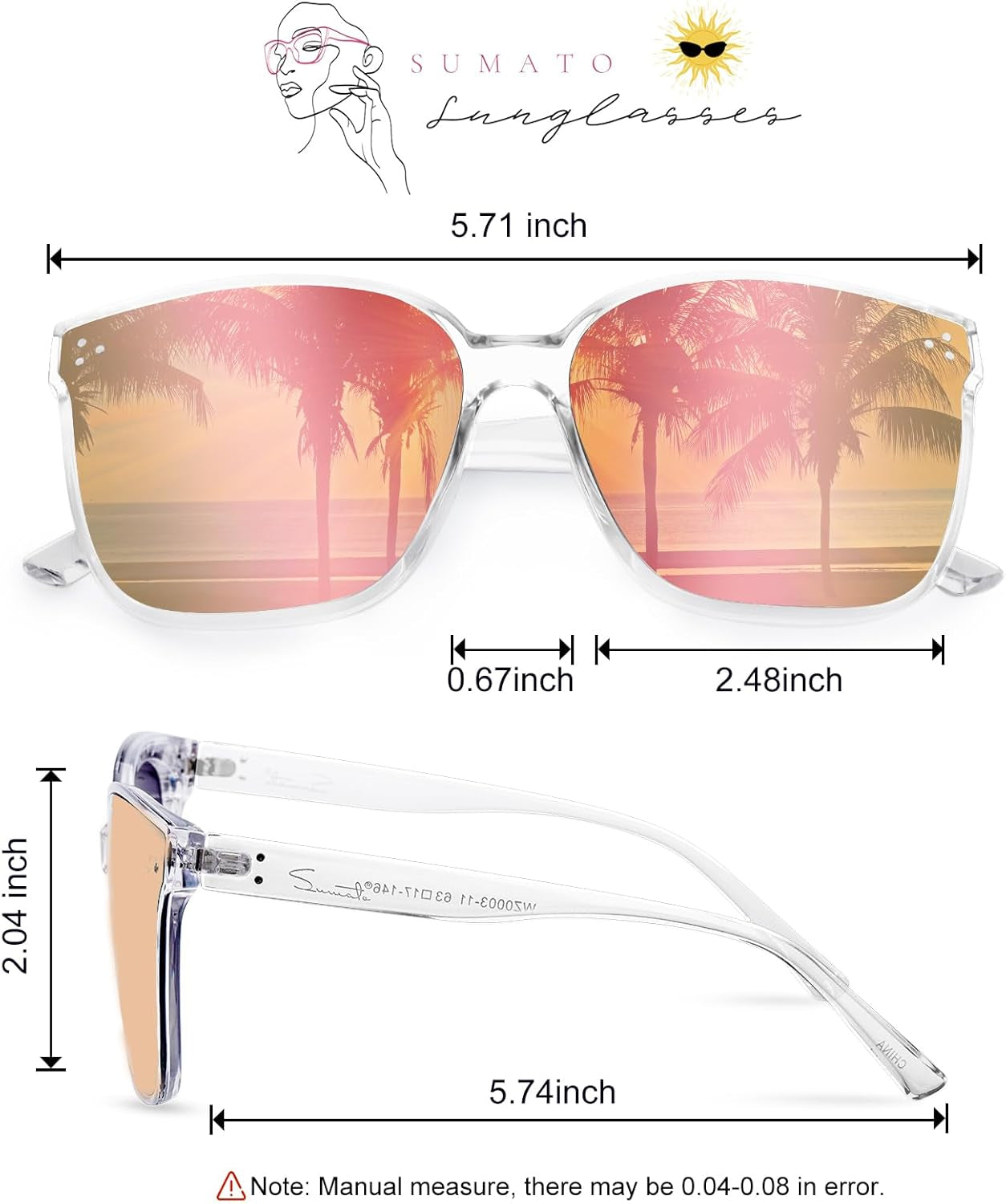 Sunglasses Womens, Oversized Pink Sunglasses for Women with Trendy Mirrored Lens UV400 Blocking