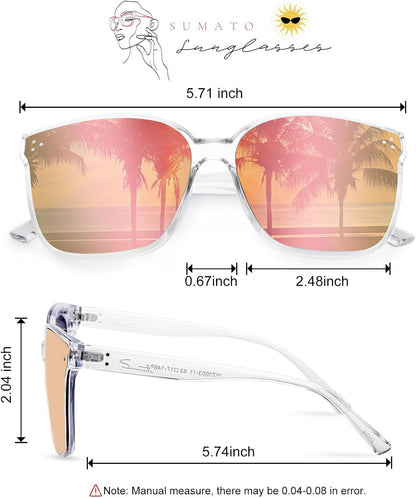 Sunglasses Womens, Oversized Pink Sunglasses for Women with Trendy Mirrored Lens UV400 Blocking