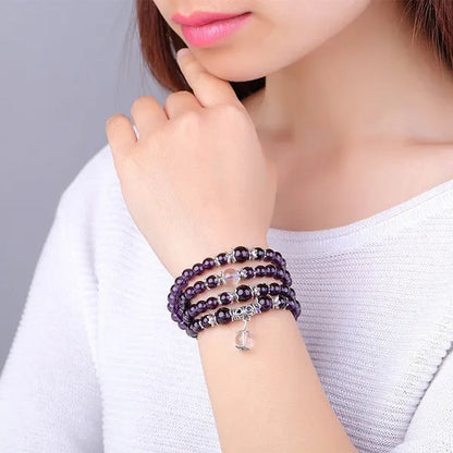 Handmade Stone Amethyst 6MM 108 Beads Bracelet Spirituality