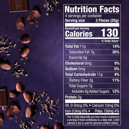 Intense Dark Chocolate Bar, 72% Cacao, Valentine’S Day Chocolate Gifts, 3.5 Oz Bar