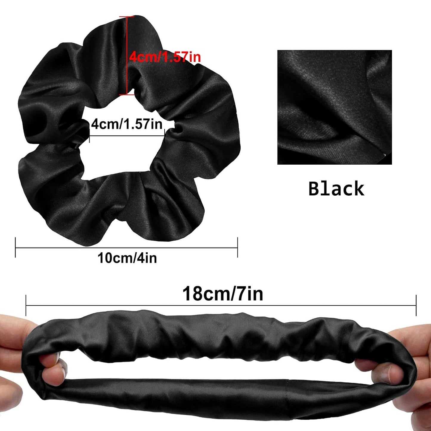 100% Mulberry Silk-Scrunchies for Hair Sleep, Women Grils Silk Hair Ties for Frizz & Breakage Curly Hair, No Damage, Elastics Ponytail Holder, 3 Pack