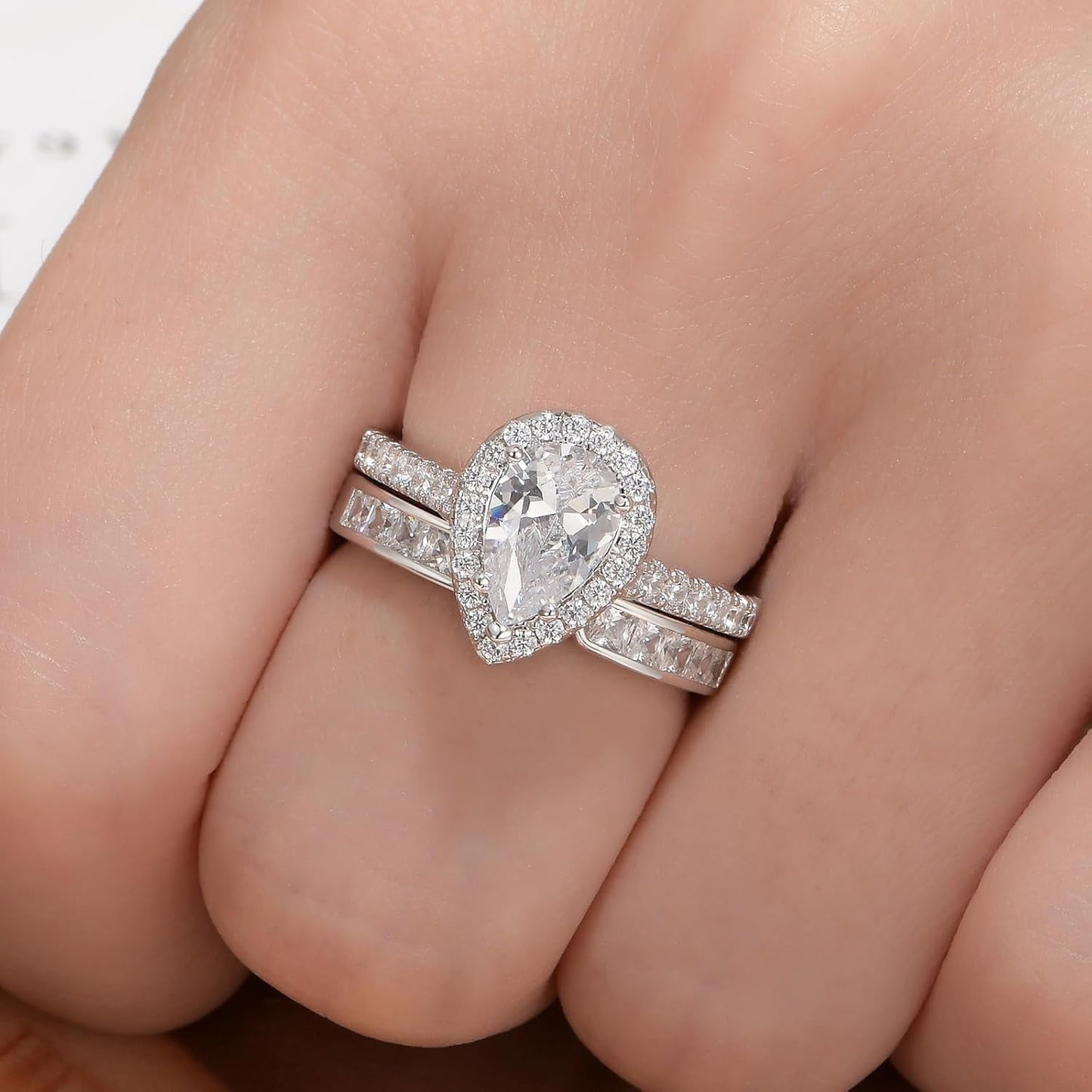 925 Sterling Silver Open Wedding Bands for Women Anniversary Eternity Stackable Rings Cubic Zirconia
