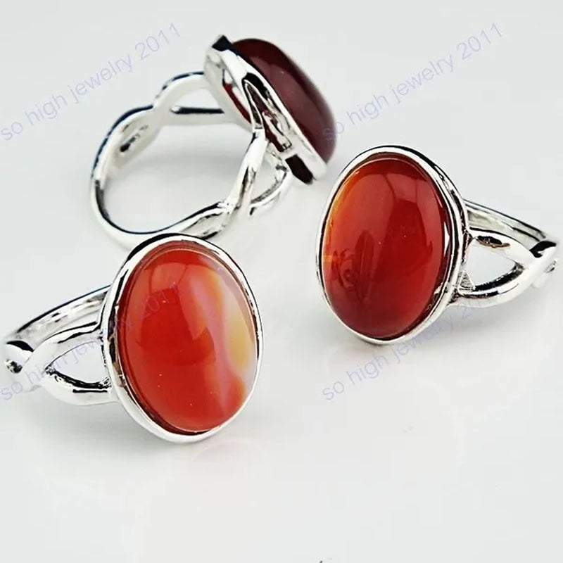 Hot Selling 5PCS Genuine Vintage Red Agate Silver Retro Rings for Women New Engagement Wedding Jewelry