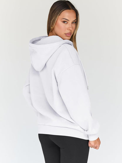 Womens Zip up Hoodies Oversized Sweatshirts Fall Fashion Outfits Casual Jackets 2025 Winter Clothes
