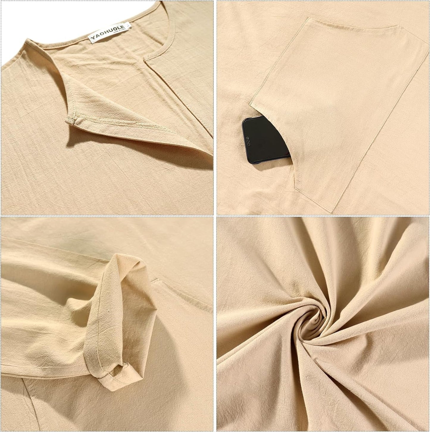 Men'S Kaftan Thobe Long Sleeve Men Thobe Robe Side Split Men Thobe with Pockets Casual Thobe
