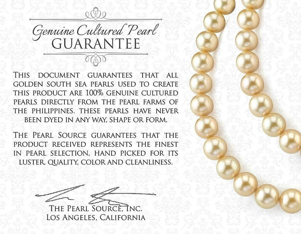14K Gold 9-10Mm round Genuine Golden South Sea Cultured Pearl & Diamond Willow Ring for Women