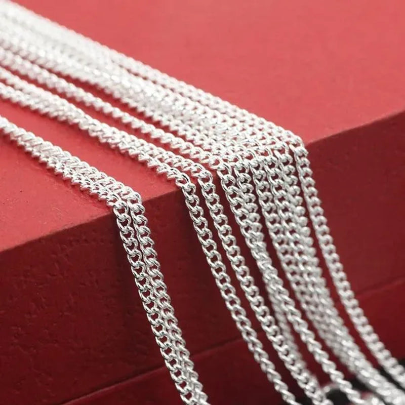 Fashion 2mm Side Chain 925 Silver Necklace for Women Man Wedding Charm Jewelry