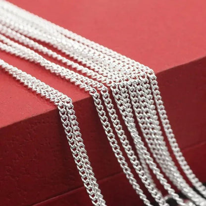 Fashion 2mm Side Chain 925 Silver Necklace for Women Man Wedding Charm Jewelry