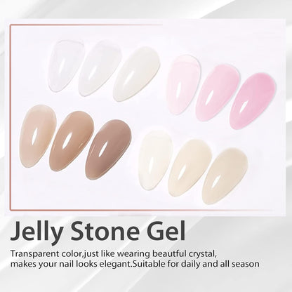Gel Polish Set 4PCS Jelly Milky White Gel 0.5Oz Translucent Sheer Pink Nude Gel Ultimate Monochrome Collection Soak off U V Gel Nail Polish Salon DIY Gel Nail Kit High Capacity Gift