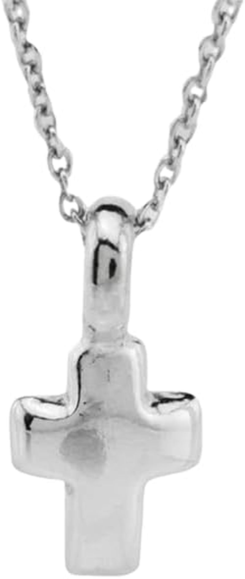 Sterling Silver Tiny Cross Charm Necklace, 18" - WORLD TIME VISITS