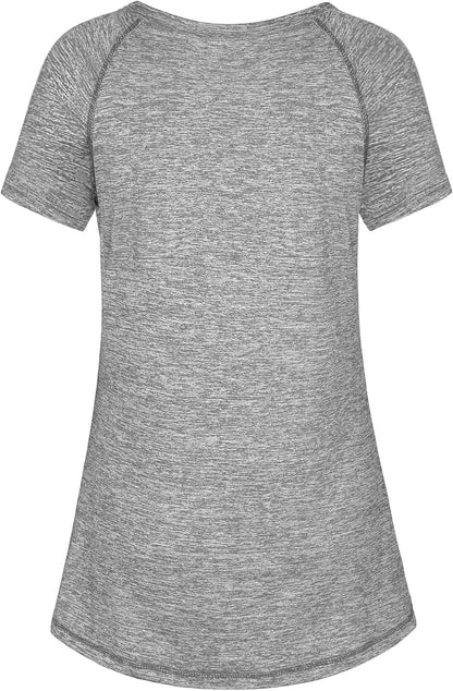 Woman Raglan Sleeve round Neck Irregular Hem Yoga Workout Shirt Sizes M-3XL - WORLD TIME VISITS