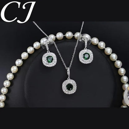 CANDICE 1 Set White Gold Plated Jewelry Set Full Clear CZ Crystal Pendant Necklace Earrings Sets with YELLOW Zirconia Stone