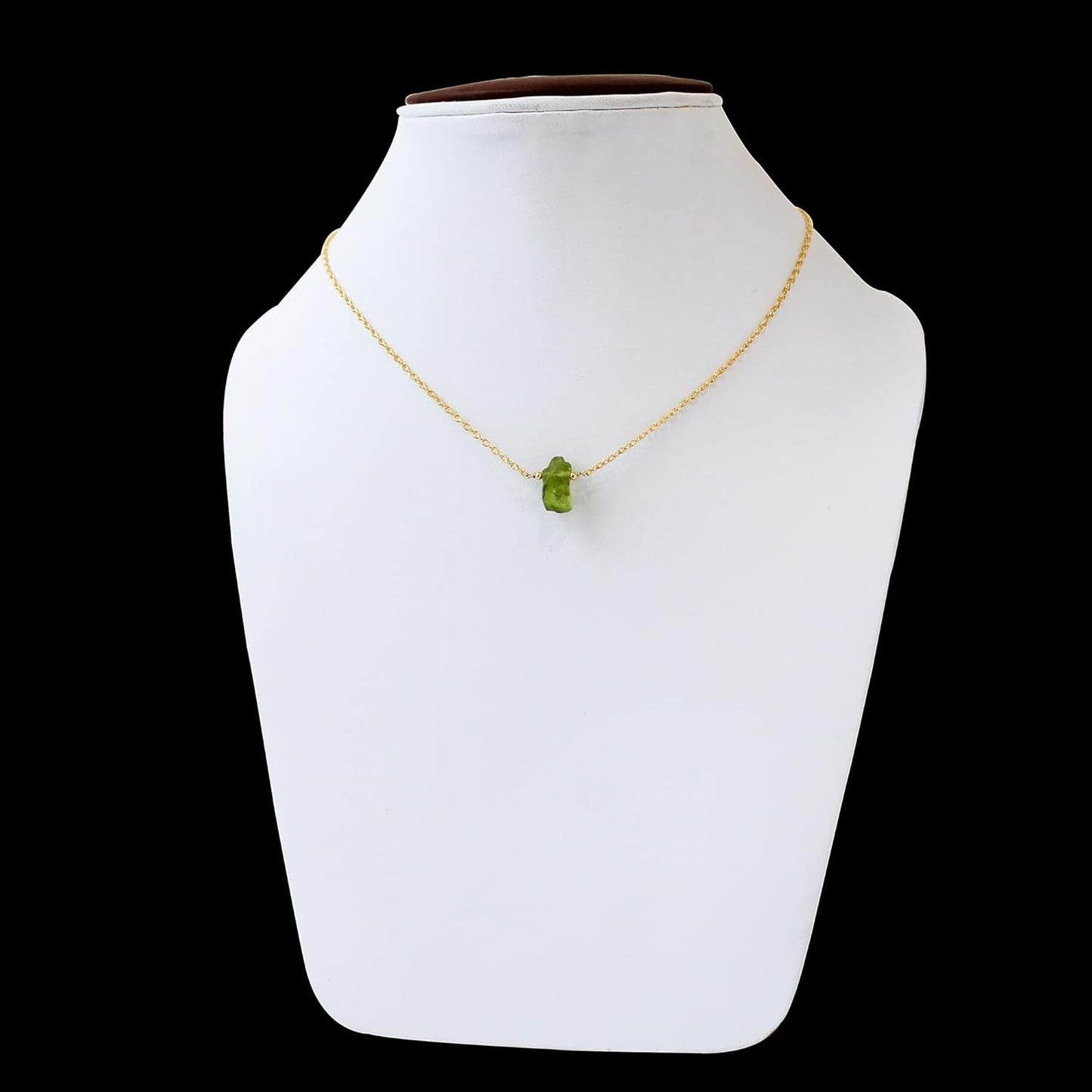 Gempires Natural Raw Green Peridot Crystals Pendant Necklace, Raw Gemstone, August Birthstone Jewelry 18 Inch (Peridot)