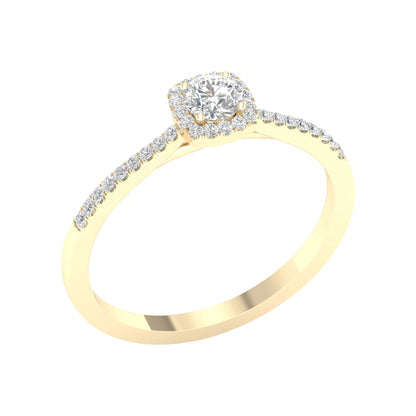 1/4 Ct TDW round Diamond Halo Engagement Ring in 10K Yellow Gold (H-I, I2)