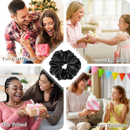 Scrunchies Hair Ties Elastics Bands Ponytail Holder Pack of Neutral Scrubchy Hair Accessories Women Girls (Big, 4 Color Mixed 2)