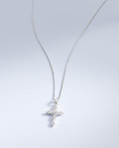 14K Gold Plated Cross Necklace for Women, Silver Cross Necklaces for Women, 18 Inches Chain with Cross Pendant