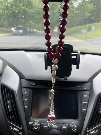 Tasbih Prayer Beads 33 Pink Tiger Eye Stone (33 Beads - 10 Mm) - Masbaha Muslim Rosary - Zikr, Dhikr Subha - Chapelet - Tasbeeh - Islamic Gifts for Women - Handmade Sibha - Eid Gifts