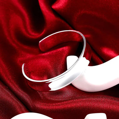 Fashion Jewelry Hot Sale 925 Sterling Silver Wide Thin Cuff Bangle Women Bracelet Simple Fine Jewelry