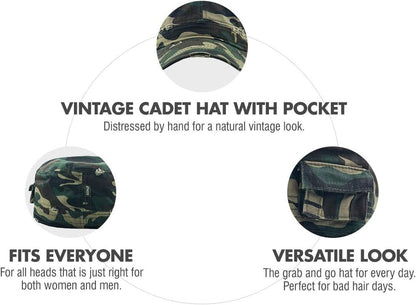 Cadet Army Cap Basic Everyday Military Style Hat (Now with STASH Pocket Version Available)