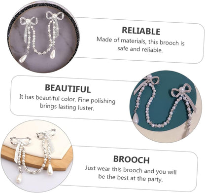 Brooch Pin for Women Elegant Lady Pin Brooch Pearl and Diamond Tassel Brooch Chain Accessory for Dresses Coats and Shawls - WORLD TIME VISITS