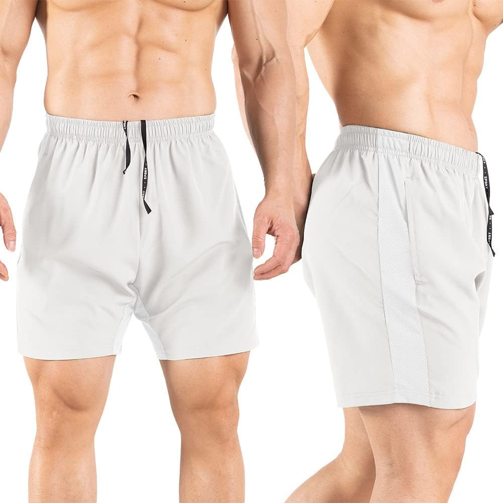 Men'S 5" Running Shorts 2 Pack Quick Dry Athletic Workout Gym Shorts with Zipper Pockets - WORLD TIME VISITS