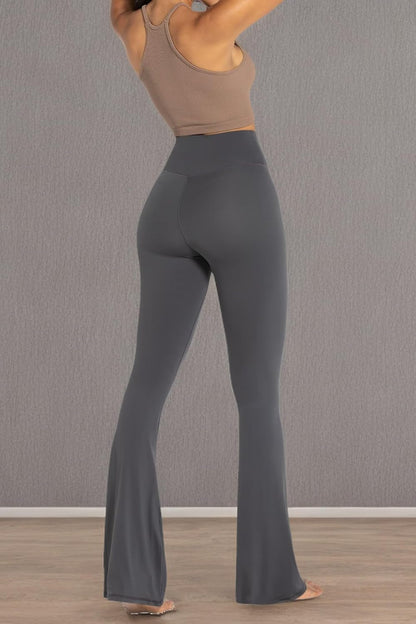 Womens Flare Leggings No Front Seam Flare Yoga Pants with Tummy Control Crossover High Waist and Wide Leg
