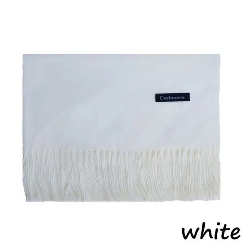 Women Cashmere Wool Scarf Wraps Warm Blanket Scarves Women Solid Color Cashmere Scarves with Tassel