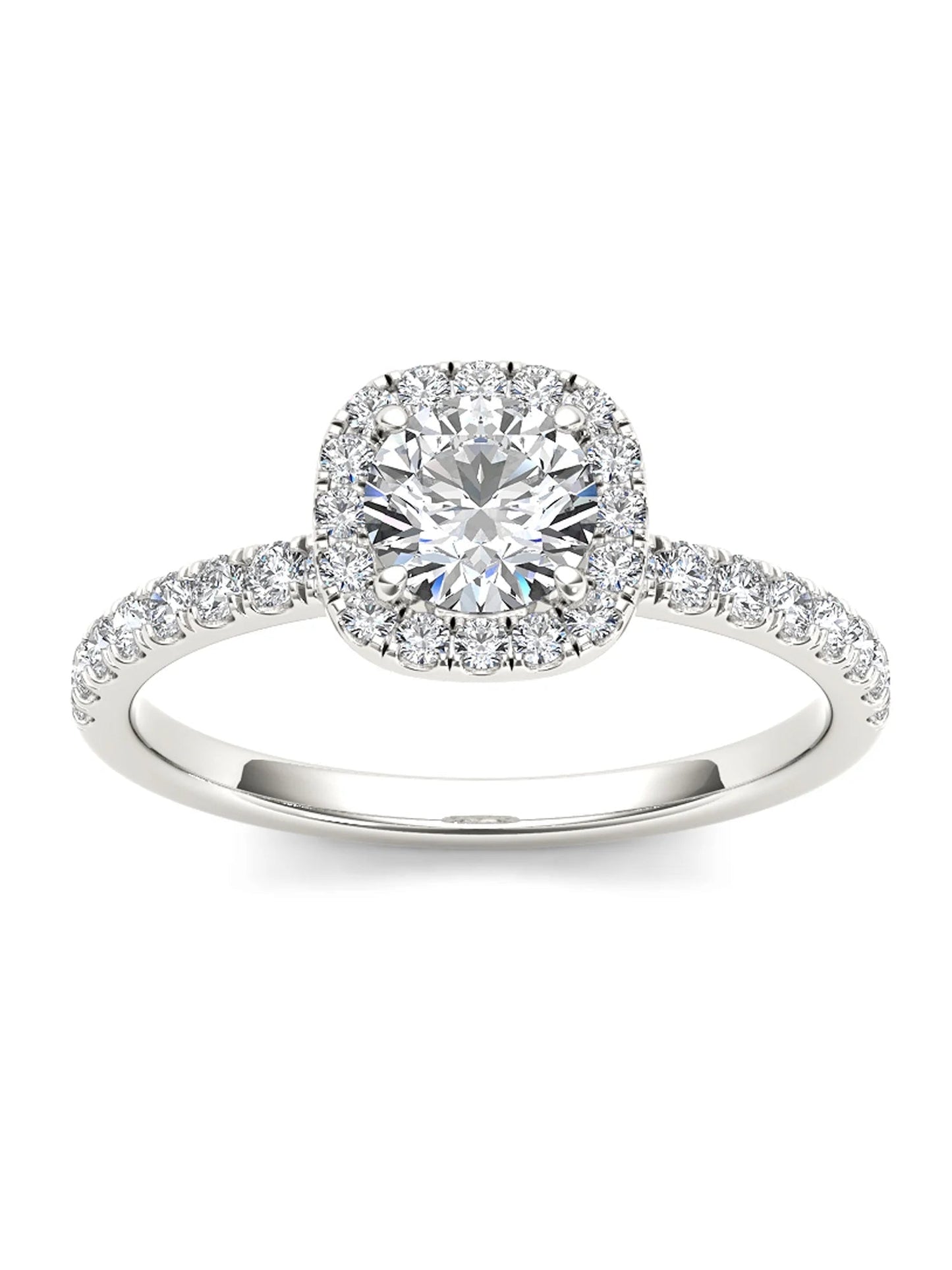 1Ct TDW Diamond 14K White Gold Halo Engagement Ring (H - I, I2) - WORLD TIME VISITS