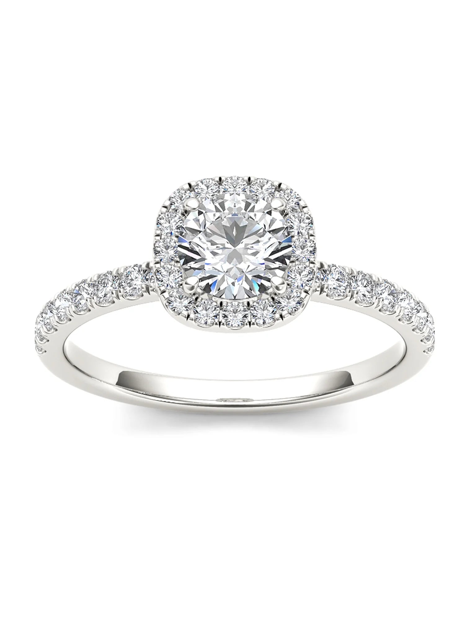 1Ct TDW Diamond 14K White Gold Halo Engagement Ring (H - I, I2) - WORLD TIME VISITS