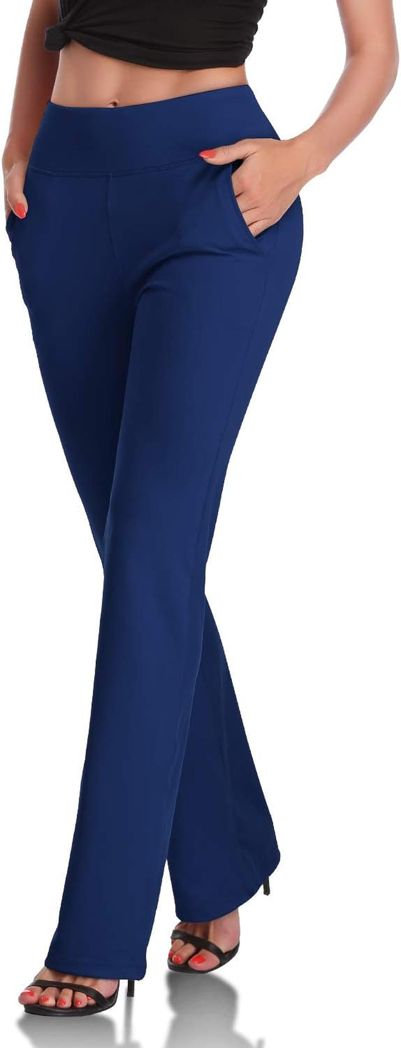 Bootcut Yoga Pants for Women Tummy Control Workout Bootleg Pants High Waist 4 Way Stretch Pants - WORLD TIME VISITS