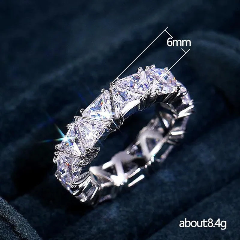 2.0Ct Triangle Cut Diamonds Eternity Band Bridal Engagement Rings for Women Wedding Party Jewelry Gift