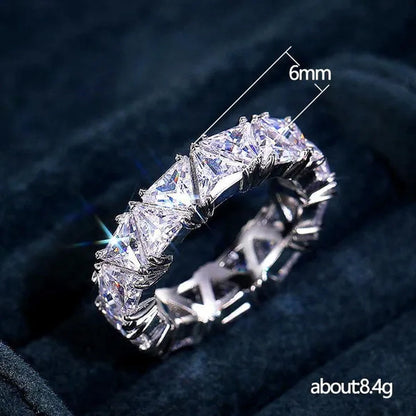 2.0Ct Triangle Cut Diamonds Eternity Band Bridal Engagement Rings for Women Wedding Party Jewelry Gift