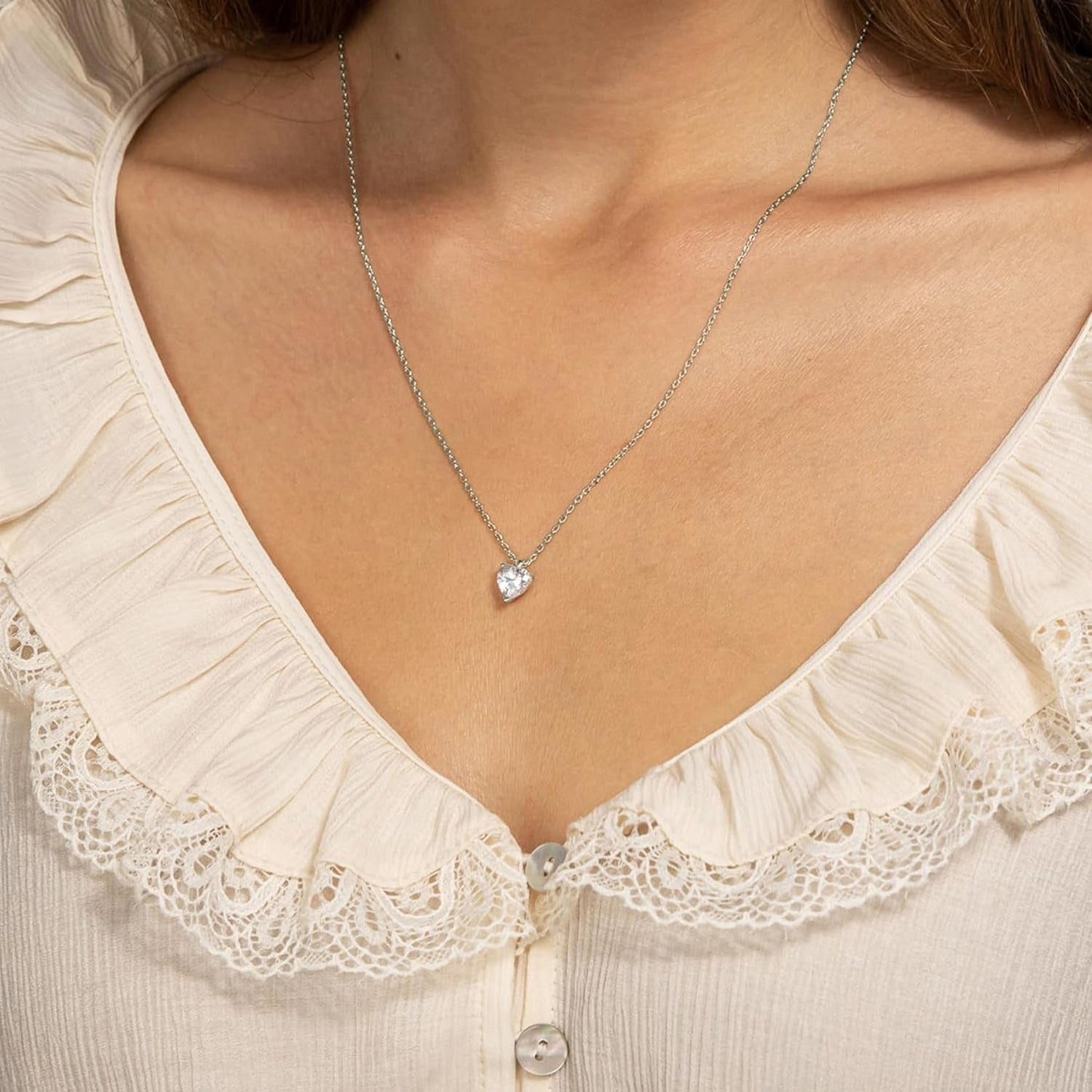 14K Gold Plated Cubic Zirconia Diamond Pendant Necklace for Women | Adjustable Slider
