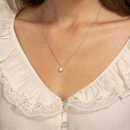 14K Gold Plated Cubic Zirconia Diamond Pendant Necklace for Women | Adjustable Slider