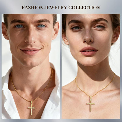 14K Gold Cross Necklace for Women Elegent Gold Cross Pendant Necklace Religious Jewelry Gift