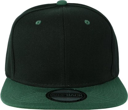 Snapback Hats for Men - Flat Bill Brim Baseball Cap Hat - Plain Blank Adjustable